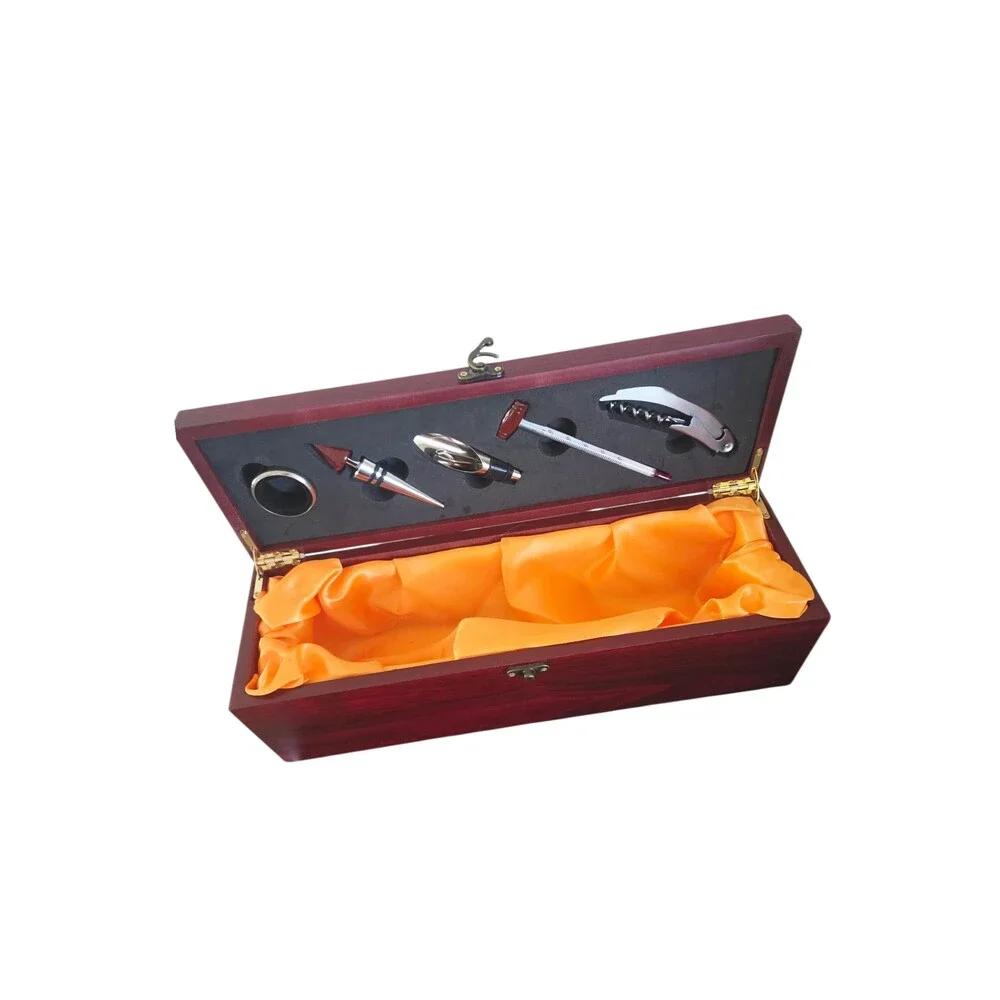 Luxury Wooden Wine Accessory Gift Box - 6 Piece Sommelier Set